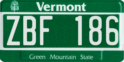 VT license plate ZBF186