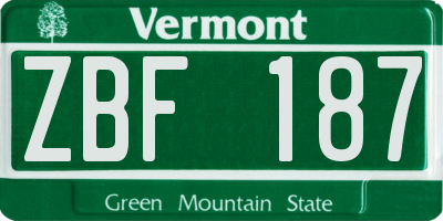 VT license plate ZBF187