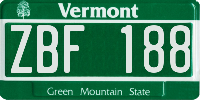 VT license plate ZBF188