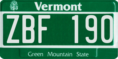 VT license plate ZBF190