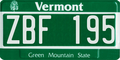 VT license plate ZBF195