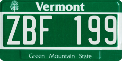 VT license plate ZBF199