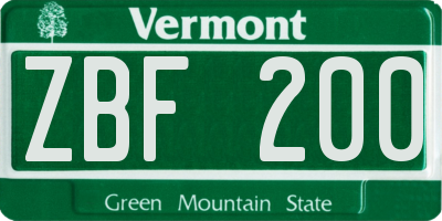 VT license plate ZBF200