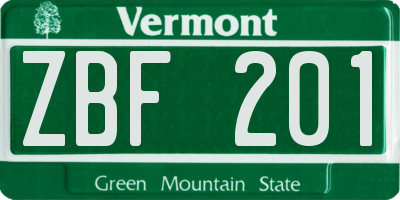 VT license plate ZBF201