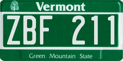 VT license plate ZBF211