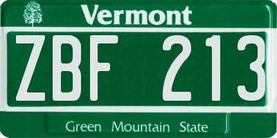 VT license plate ZBF213