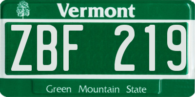 VT license plate ZBF219
