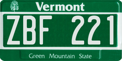 VT license plate ZBF221