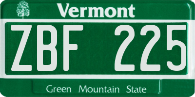 VT license plate ZBF225