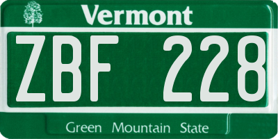 VT license plate ZBF228