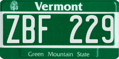 VT license plate ZBF229