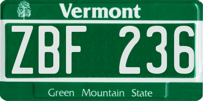 VT license plate ZBF236