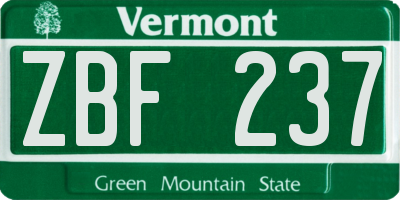 VT license plate ZBF237