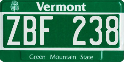 VT license plate ZBF238