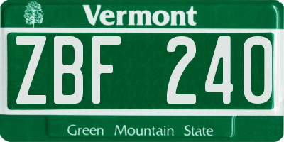 VT license plate ZBF240
