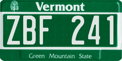 VT license plate ZBF241