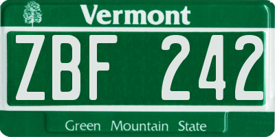 VT license plate ZBF242
