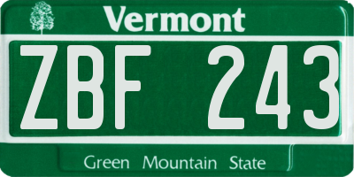VT license plate ZBF243