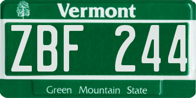 VT license plate ZBF244