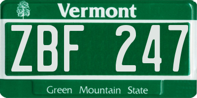 VT license plate ZBF247