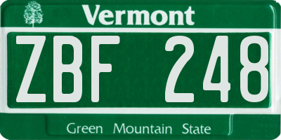VT license plate ZBF248