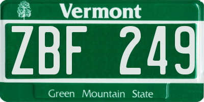 VT license plate ZBF249