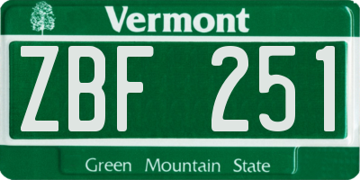 VT license plate ZBF251