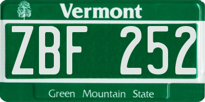 VT license plate ZBF252