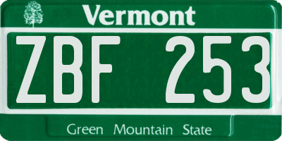 VT license plate ZBF253