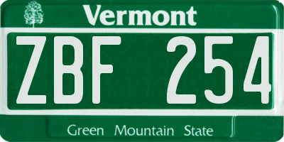 VT license plate ZBF254