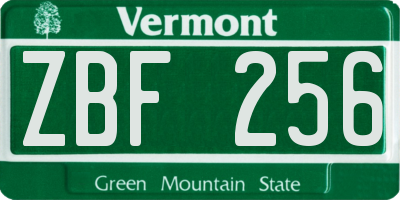 VT license plate ZBF256