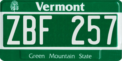 VT license plate ZBF257