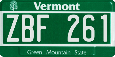 VT license plate ZBF261