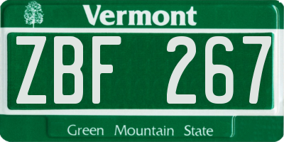 VT license plate ZBF267