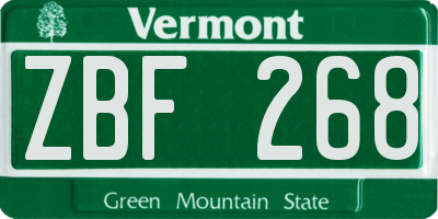 VT license plate ZBF268