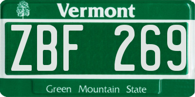 VT license plate ZBF269