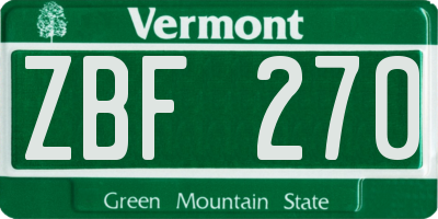 VT license plate ZBF270