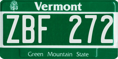 VT license plate ZBF272