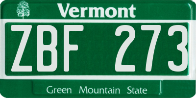 VT license plate ZBF273