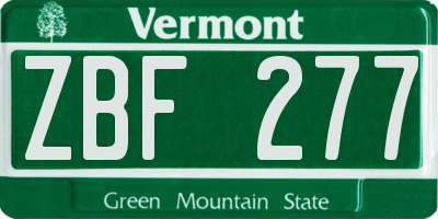 VT license plate ZBF277