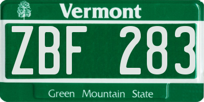 VT license plate ZBF283