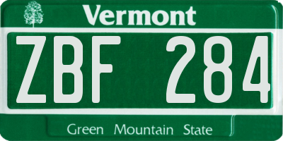VT license plate ZBF284