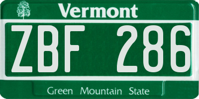VT license plate ZBF286