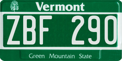 VT license plate ZBF290