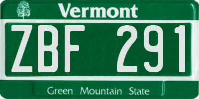 VT license plate ZBF291