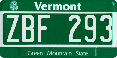VT license plate ZBF293