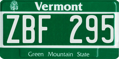 VT license plate ZBF295