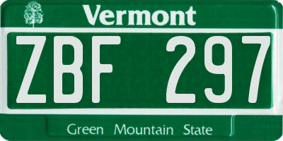VT license plate ZBF297