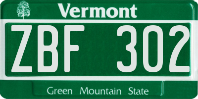 VT license plate ZBF302