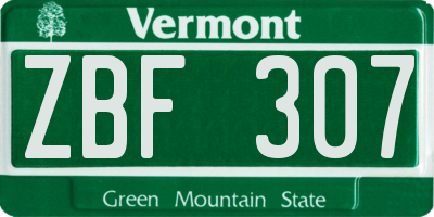 VT license plate ZBF307